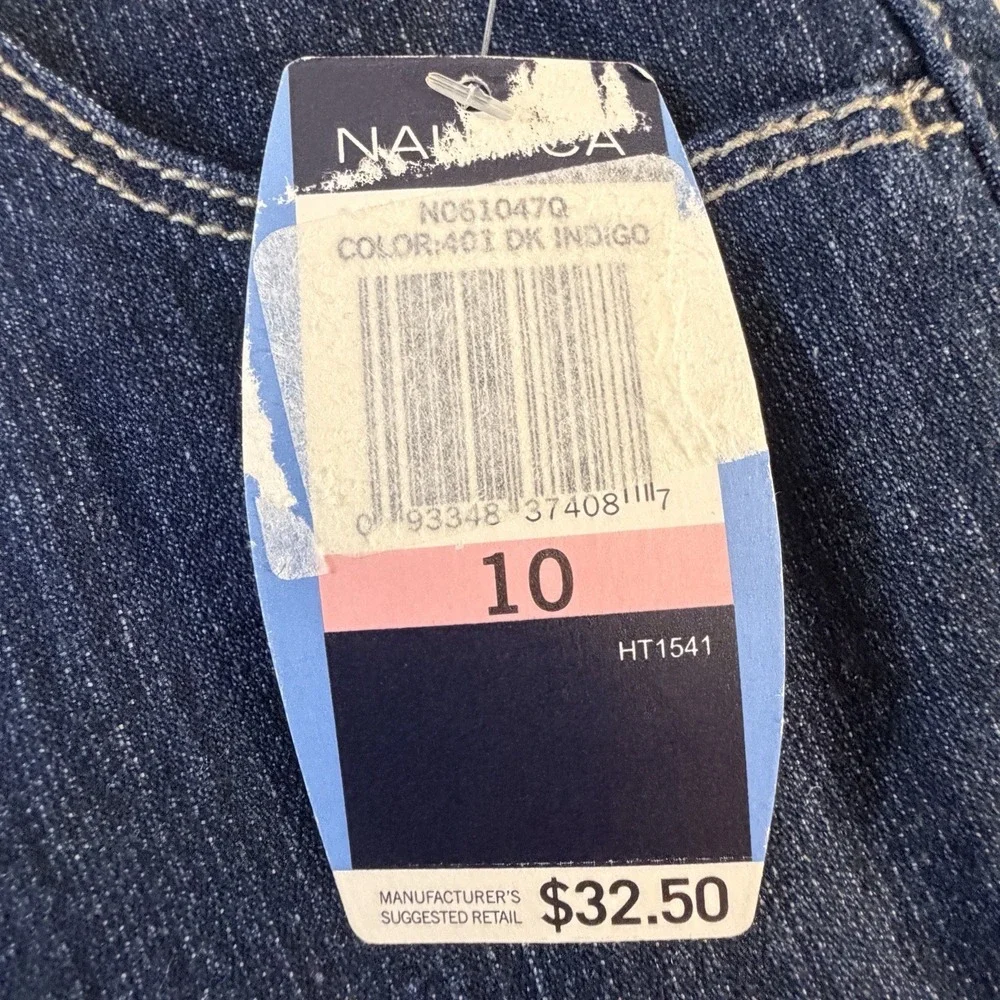 Nautica Girls Denim Shorts Size 10 Dark Indigo Cuffed Stretch Coastal Prep NWT
